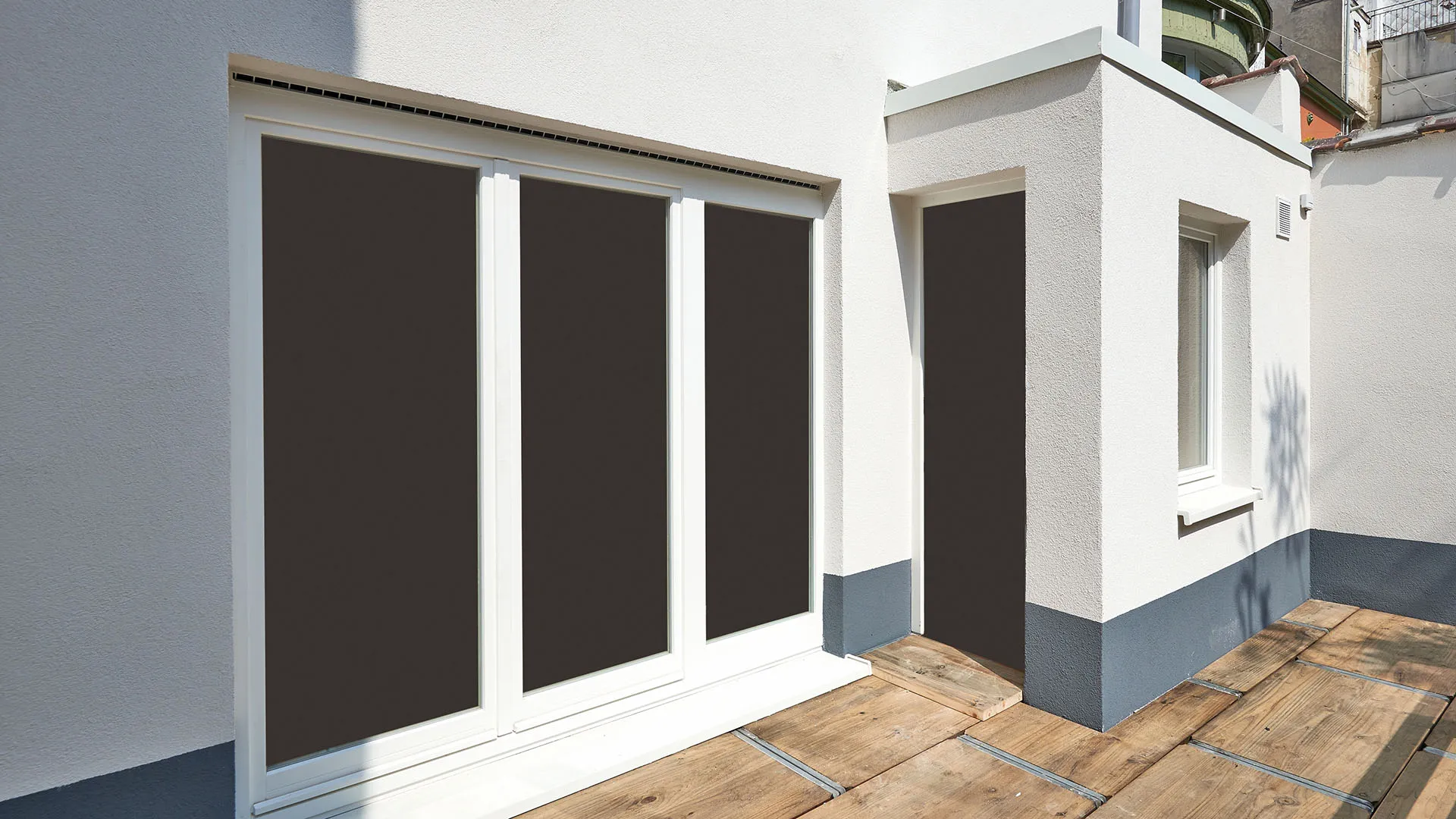 Façade isolée avec finition crépi deux teintes